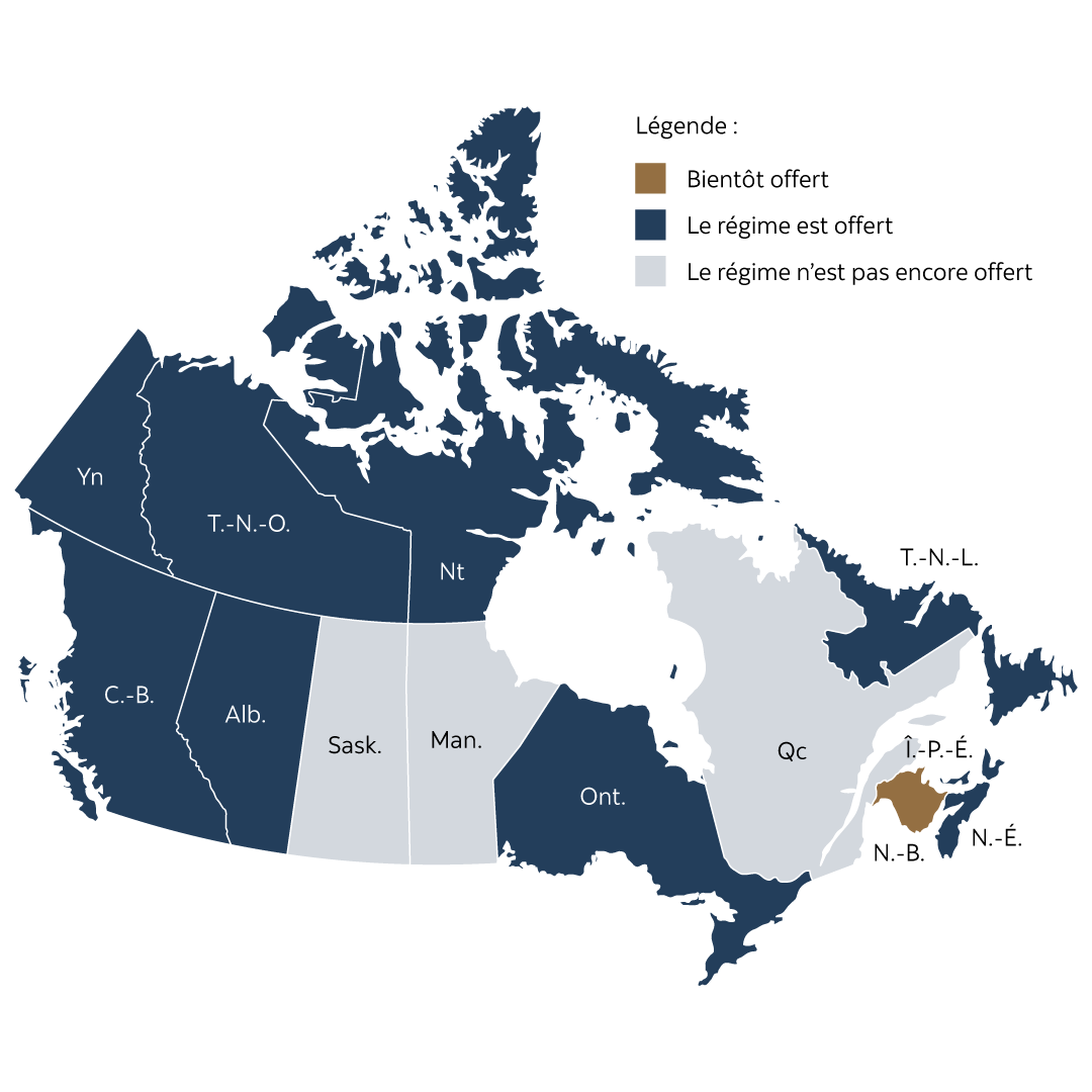 Canadian map showing provinces with service right now